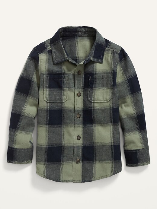 View large product image 1 of 2. Long-Sleeve Plaid Pocket Shirt for Toddler Boys