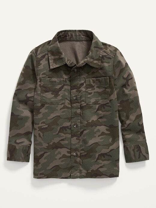View large product image 1 of 2. Long-Sleeve Camo Pocket Shirt for Toddler Boys