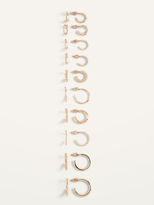 Old Navy Gold-Toned Hoop Earrings Variety 10-Pack For Women. 1