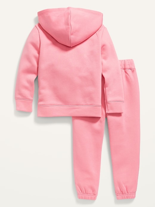 View large product image 2 of 2. Unisex 2-Piece Fleece Zip Hoodie & Jogger Sweatpants Set for Toddler