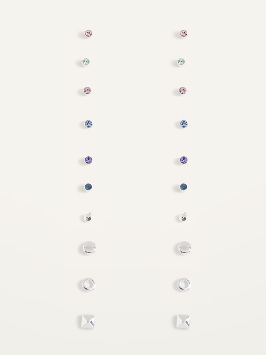 View large product image 1 of 2. Stud Earrings Variety 10-Pack For Women