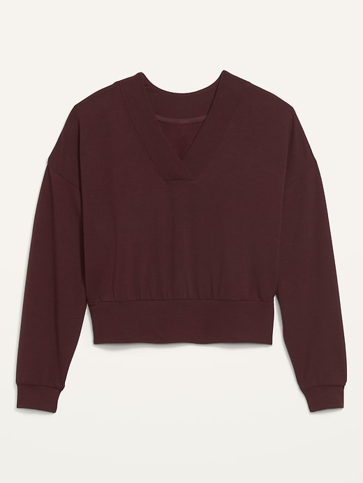Image number 4 showing, Loose Cozy-Knit V-Neck Sweatshirt
