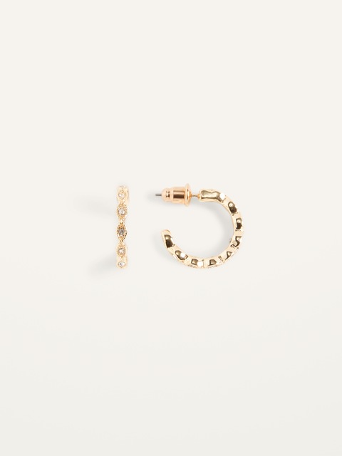 Real Gold-Plated Crystal Hoop Earrings For Women