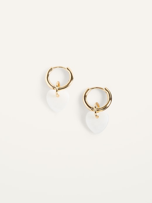 View large product image 1 of 1. Real Gold-Plated Shell Heart Hoop Earrings For Women