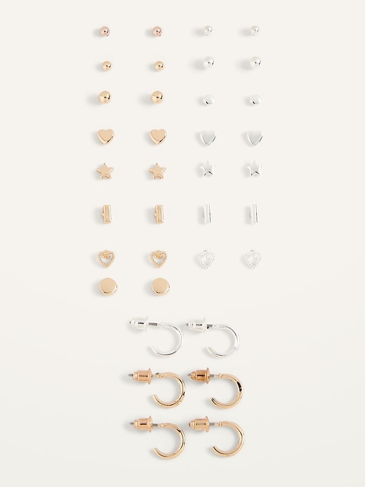 View large product image 1 of 2. Stud & Hoop Earrings Variety 18-Pack For Women