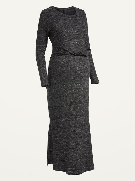 Image number 4 showing, Maternity Long-Sleeve Twist Waist-Defined Midi Dress