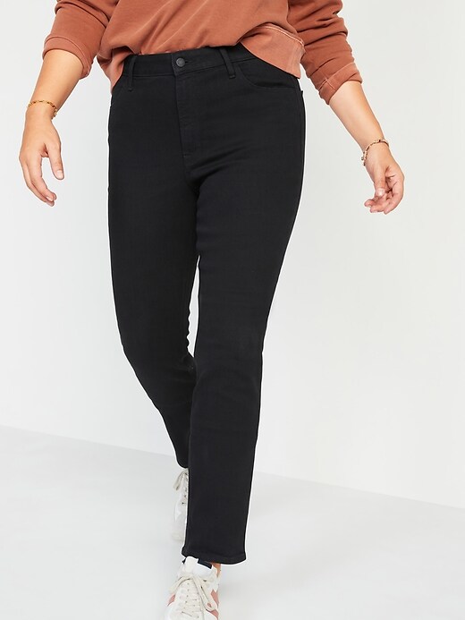 Image number 1 showing, High-Waisted Straight-Leg Jeans for Women
