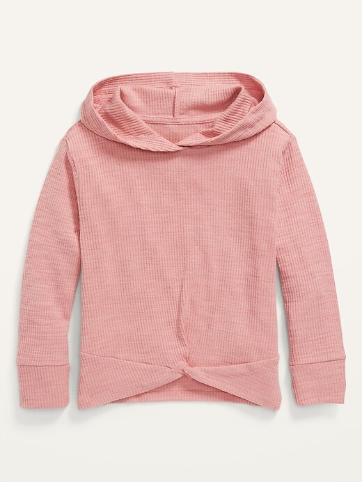 View large product image 1 of 2. Cozy Rib-Knit Twist-Hem Pullover Hoodie for Girls