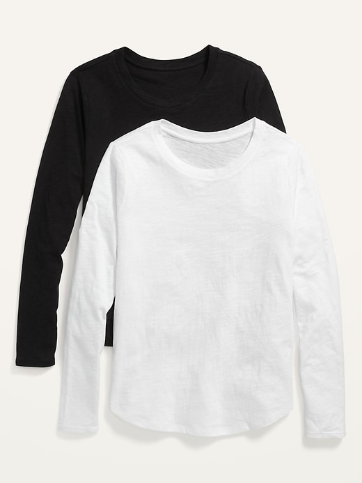 View large product image 1 of 2. EveryWear Crew-Neck Slub-Knit Long-Sleeve T-Shirt 2-Pack for Women