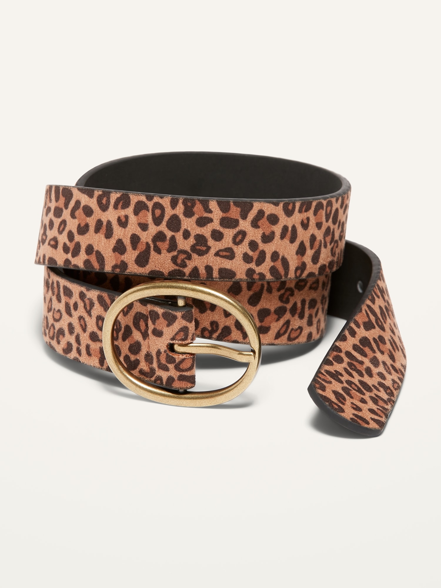 Old Navy Leopard-Print Velvet O-Ring Belt For Women (1.25-Inch) multi. 1