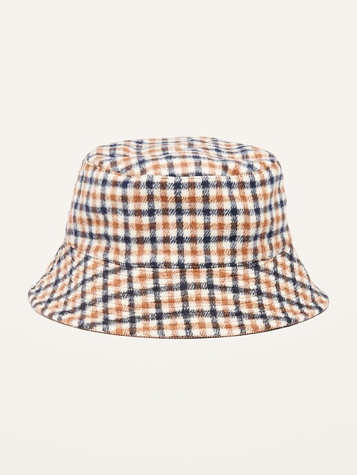 View large product image 1 of 2. Reversible Corduroy/Flannel Gender-Neutral Bucket Hat for Adults