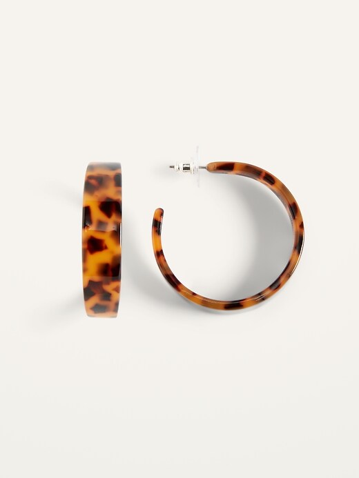 View large product image 1 of 1. Bold Tortoiseshell Hoop Earrings for Women