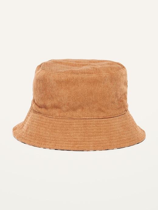 View large product image 2 of 2. Reversible Corduroy/Flannel Gender-Neutral Bucket Hat for Adults
