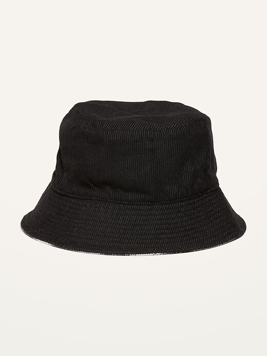 Reversible Corduroy/Flannel Gender-Neutral Bucket Hat for Adults