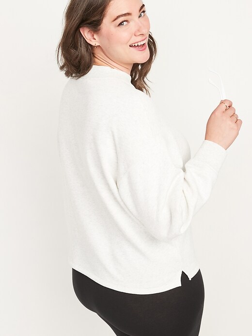 Image number 8 showing, Slouchy Mock-Neck French-Terry Sweatshirt for Women