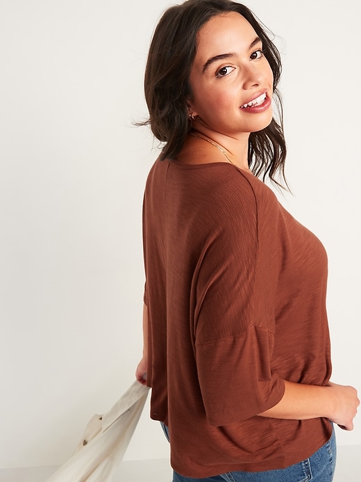 Image number 2 showing, Luxe Oversized Short-Sleeve Slub-Knit T-Shirt