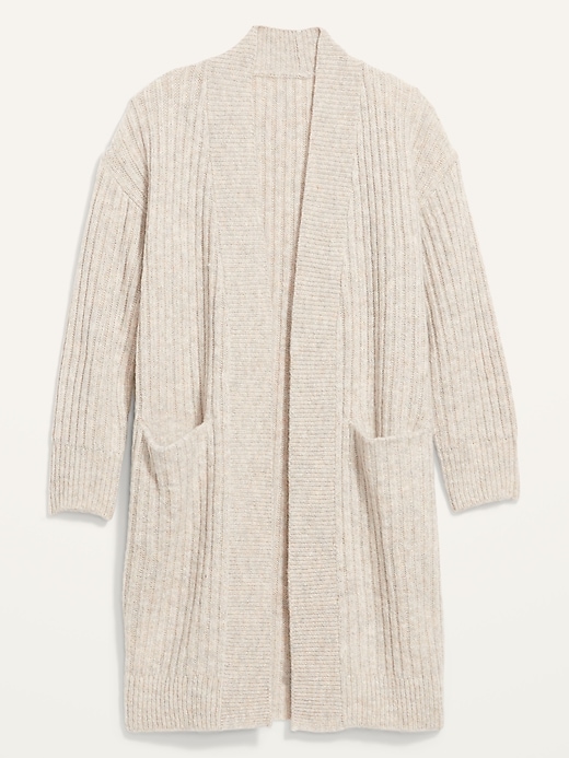 Image number 4 showing, Slouchy Rib-Knit Long-Line Open-Front Sweater for Women