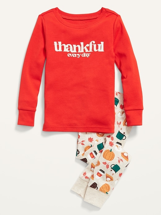 View large product image 2 of 3. Unisex Matching Thanksgiving Snug-Fit Pajama Set for Toddler & Baby