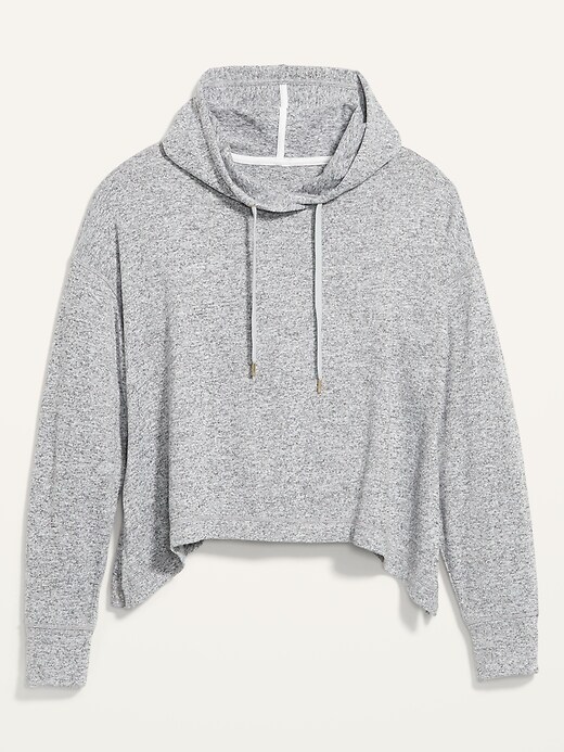 Image number 4 showing, Loose Cropped Sweater-Knit Hoodie