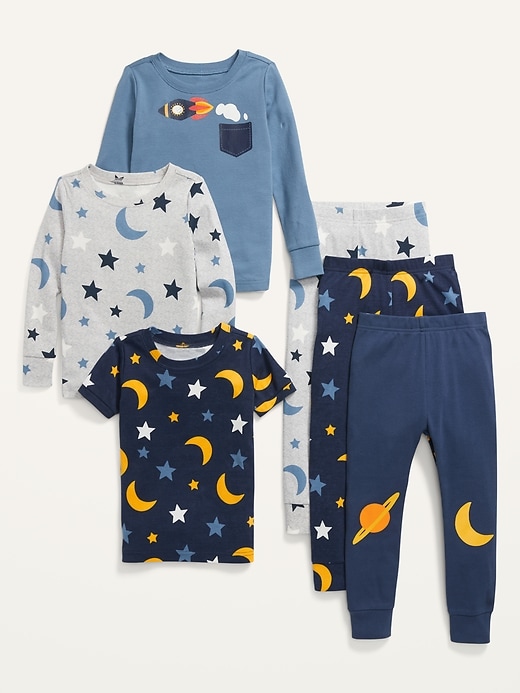 Unisex 6-Piece Graphic Pajama Set for Toddler & Baby