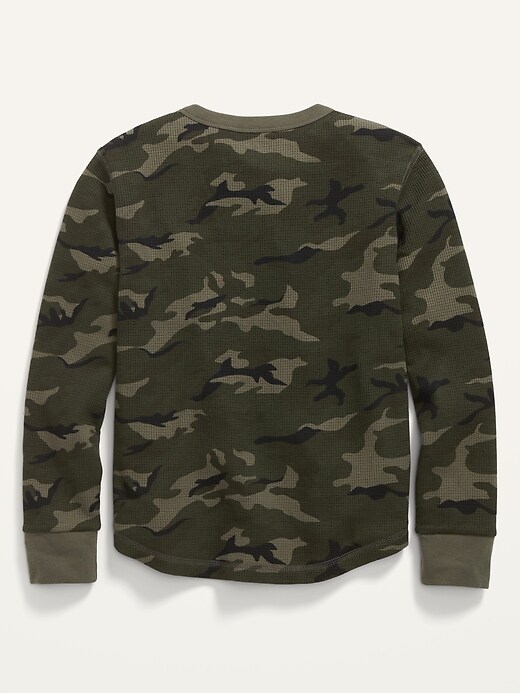 Logo-Graphic Camo Thermal-Knit Long-Sleeve Tee For Boys