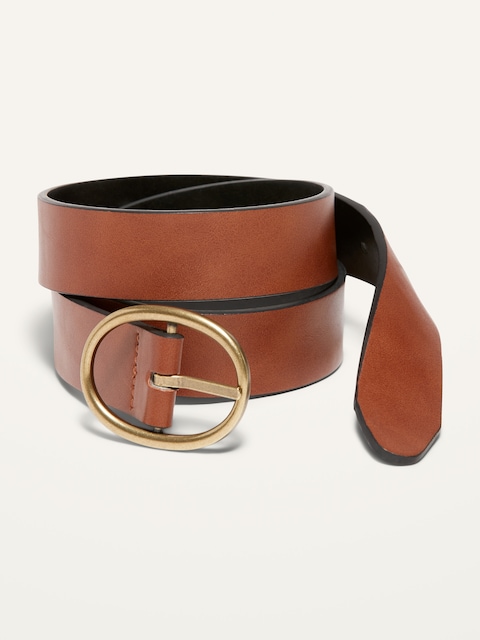 Reversible Faux-Leather Belt For Women (1.25-Inch) - Black/Cognac