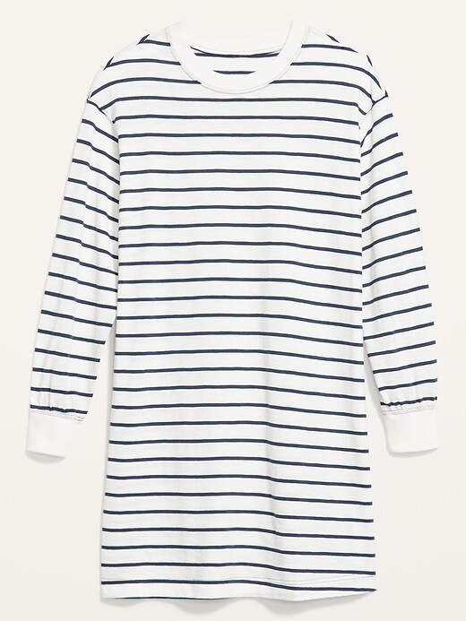 Image number 4 showing, Loose Vintage Striped Long-Sleeve T-Shirt Dress for Women