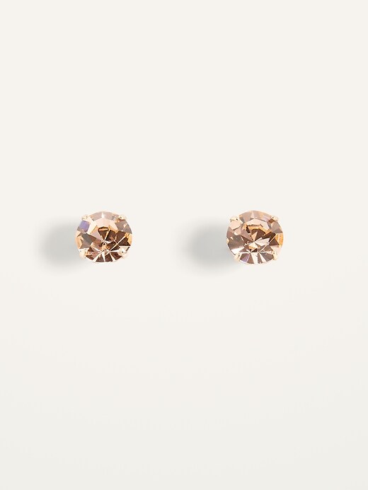 View large product image 1 of 2. Gold-Toned Faceted-Stone Stud Earrings for Women
