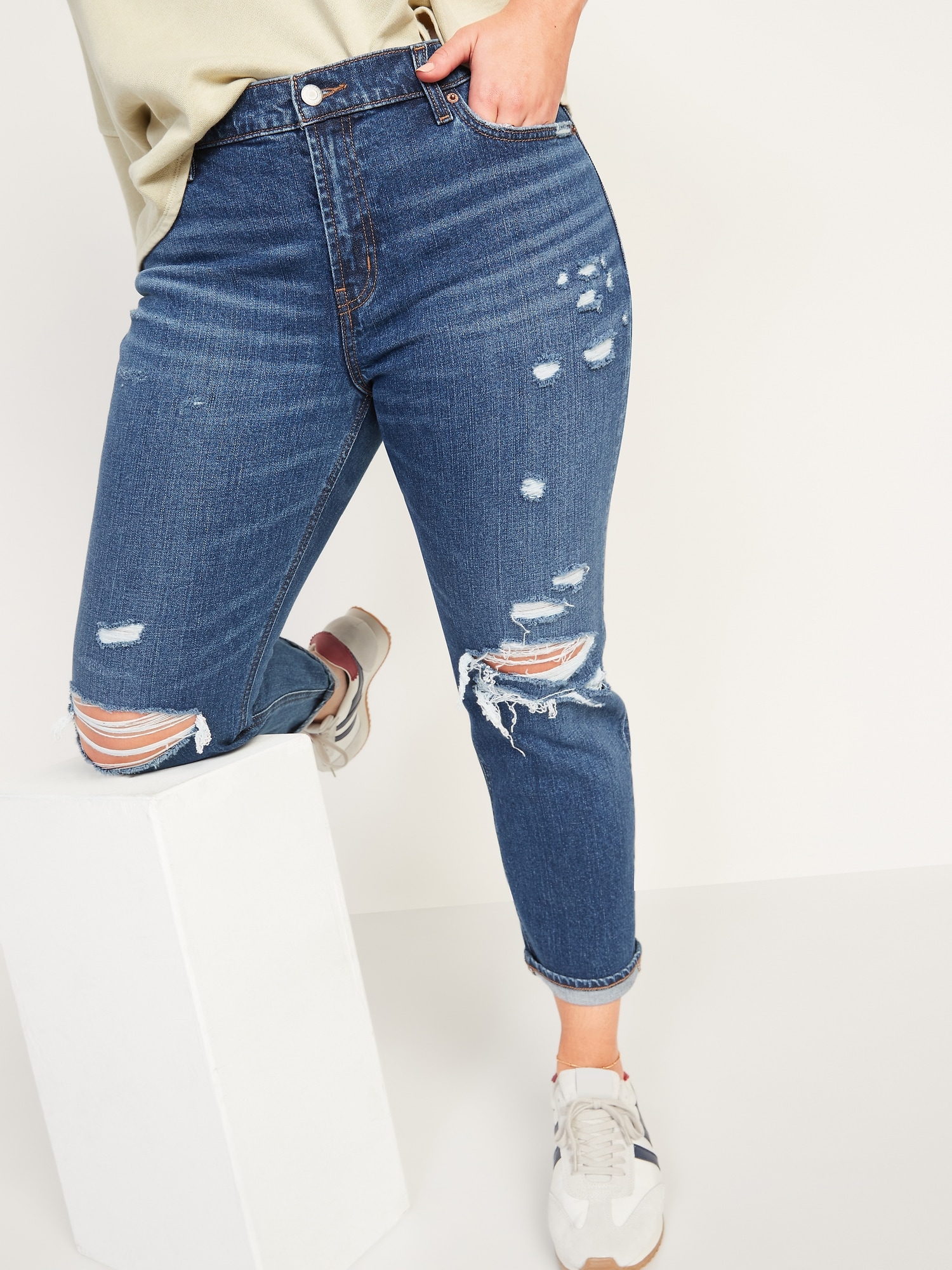 mid rise ripped jeans