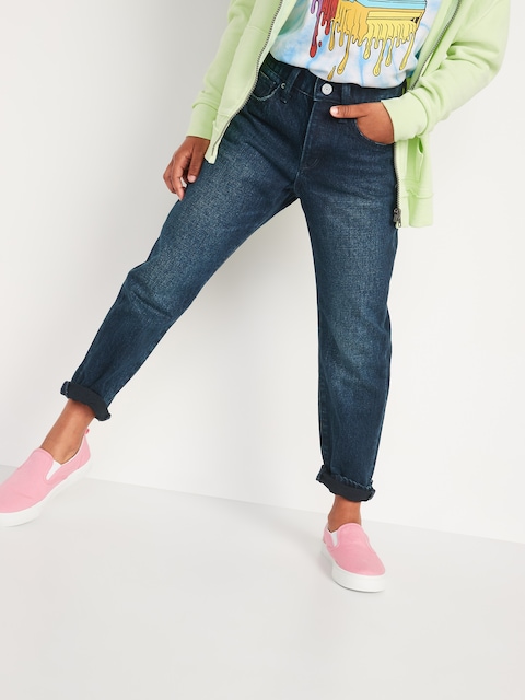 High-Waisted O.G. Straight Built-In Tough Dark-Wash Jeans for Girls - Dark Wash