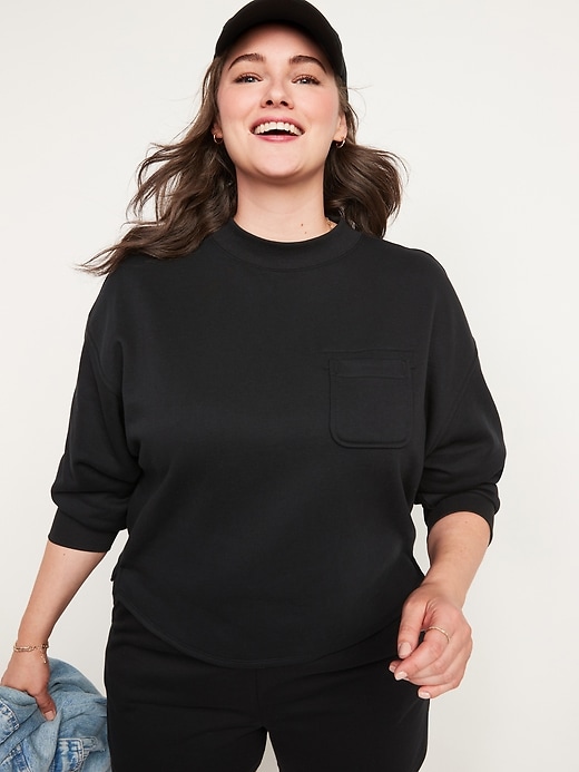 Image number 7 showing, Slouchy Mock-Neck French-Terry Sweatshirt