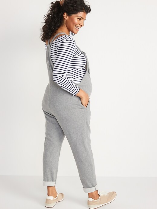 Image number 2 showing, Maternity Knotted-Strap Sweatpant Overalls