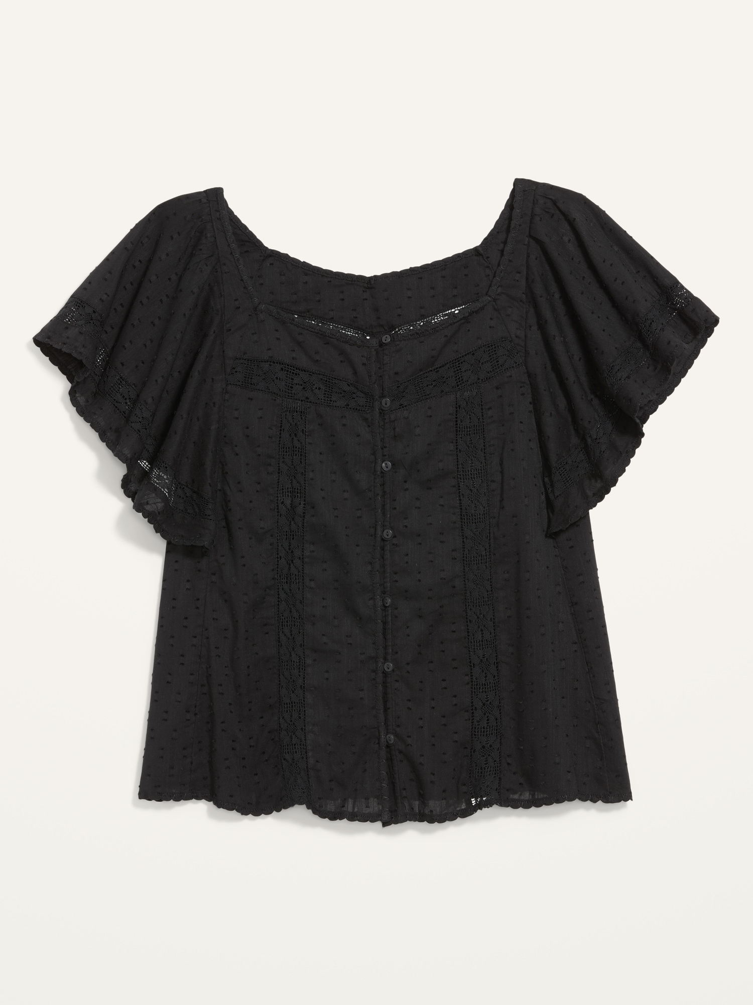 Oversized Clip-Dot Crochet-Lace Button-Front Blouse for Women | Old Navy