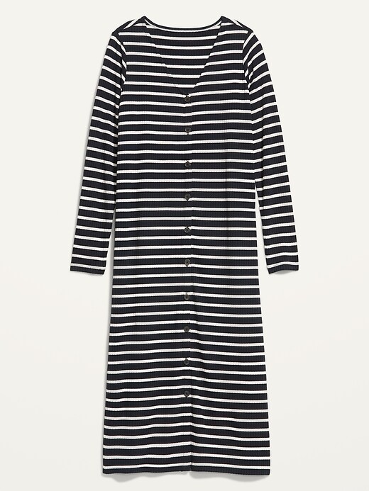 Image number 4 showing, Striped Rib-Knit Cardigan Sweater Midi Dress for Women
