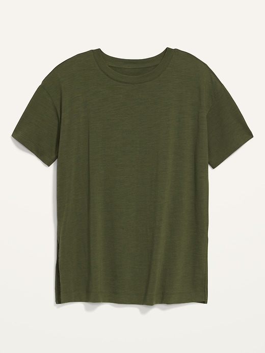 Image number 4 showing, Short-Sleeve Oversized Slub-Knit Tunic T-Shirt for Women
