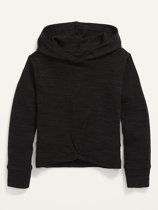 View large product image 2 of 3. Cozy Rib-Knit Twist-Hem Pullover Hoodie for Girls