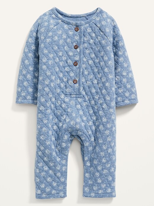 View large product image 1 of 2. Long-Sleeve Quilted Button-Front One-Piece for Baby