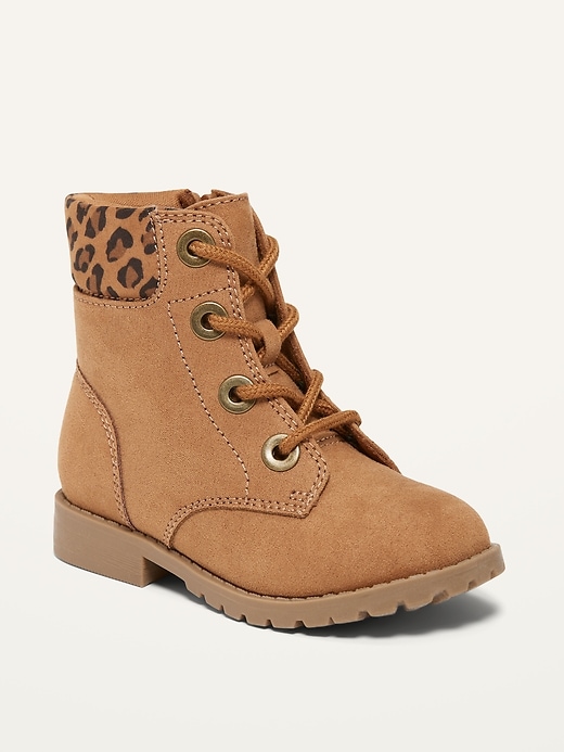 View large product image 1 of 4. Faux-Suede Lace-Up Boots for Toddler Girls