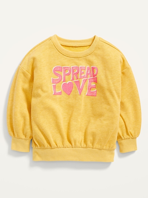 View large product image 1 of 2. Drop-Shoulder Graphic Sweatshirt for Toddler Girls
