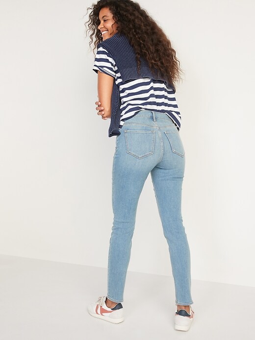 Image number 6 showing, High-Waisted Light-Wash Straight-Leg Jeans for Women