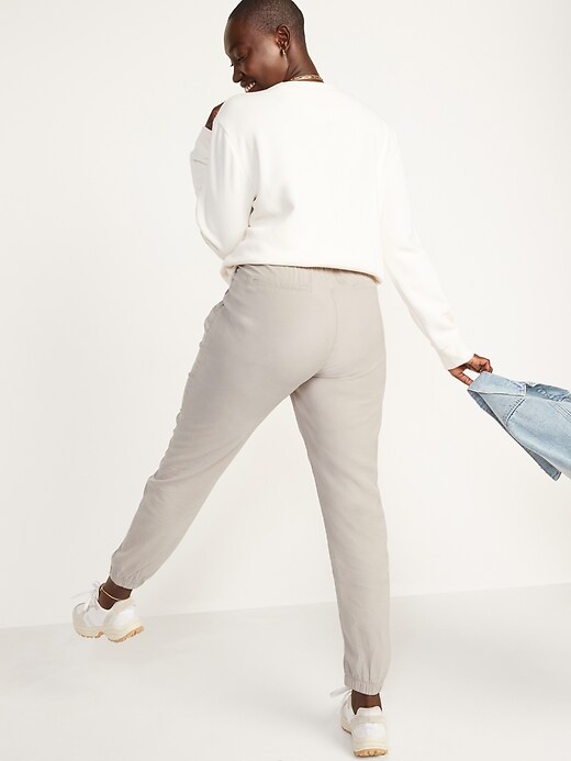 Image number 8 showing, High-Waisted Twill Jogger Pants for Women