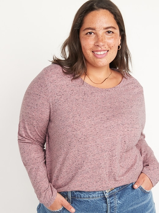 Image number 1 showing, EveryWear Crew-Neck Speckled Long-Sleeve T-Shirt for Women