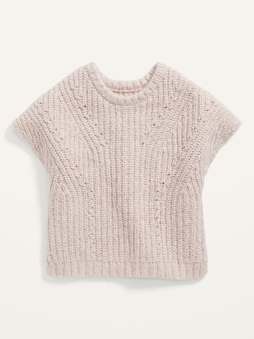 View large product image 1 of 2. Short-Sleeve Shaker-Stitch Sweater for Toddler Girls