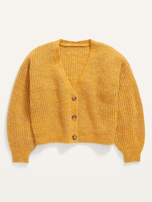Cropped Space-Dye Button-Front Cardigan Sweater for Girls