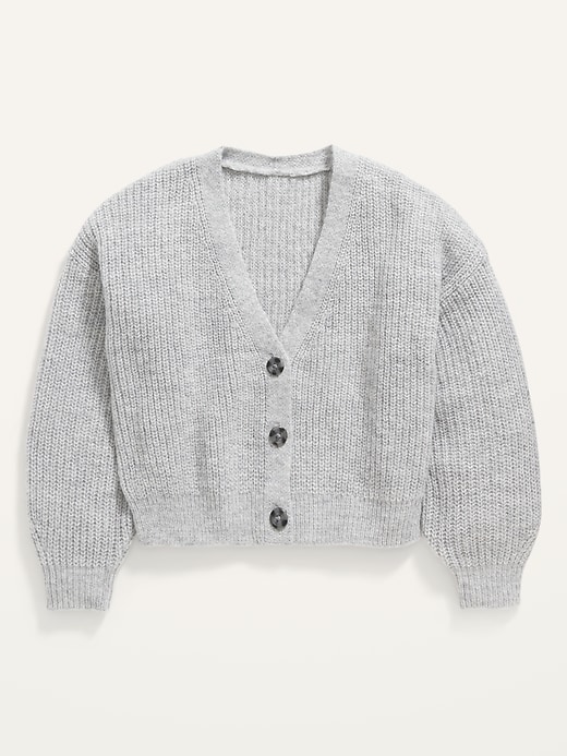 Cropped Button-Front Cardigan Sweater for Girls
