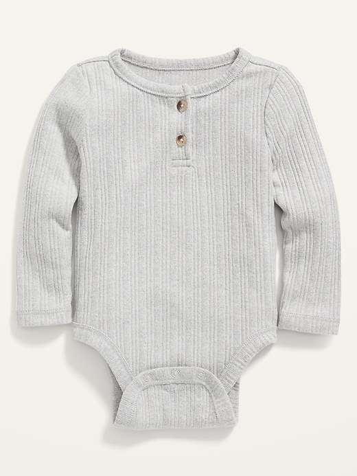 View large product image 1 of 2. Cozy Unisex Long-Sleeve Henley Bodysuit for Baby