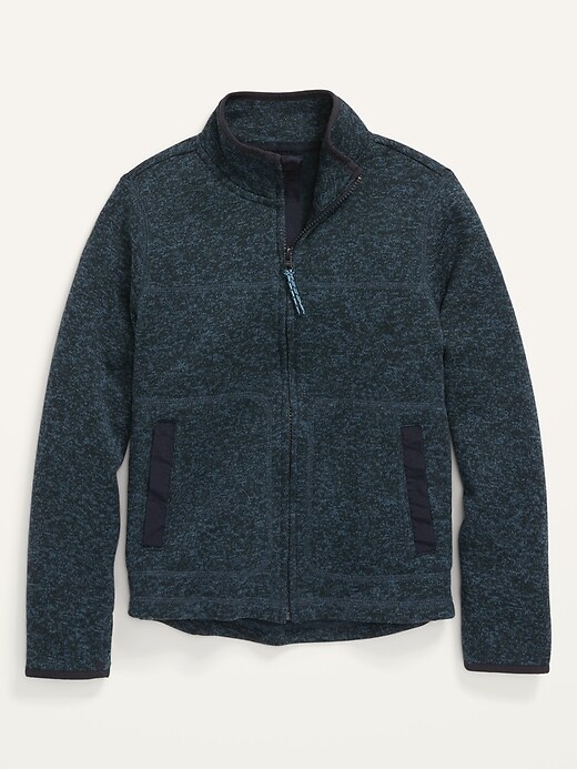 View large product image 1 of 2. Mock-Neck Sweater-Fleece Zip-Front Sweatshirt For Boys