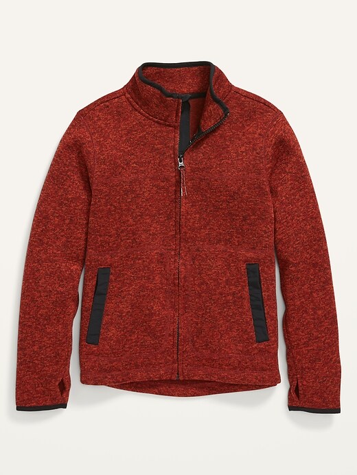 View large product image 1 of 2. Mock-Neck Sweater-Fleece Zip-Front Jacket For Boys