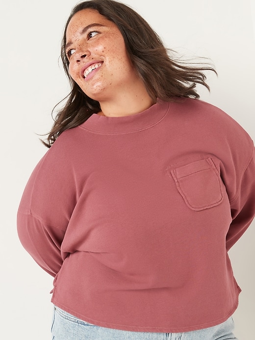 Image number 7 showing, Slouchy Mock-Neck Garment-Dyed Sweatshirt