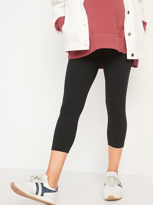 Image number 1 showing, Maternity Full-Panel Cropped Leggings